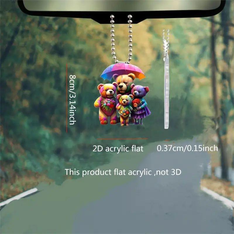 Cute Acrylic Cartoon Car Hanging Decoration Keychain Accessory For Stylish Interiors
