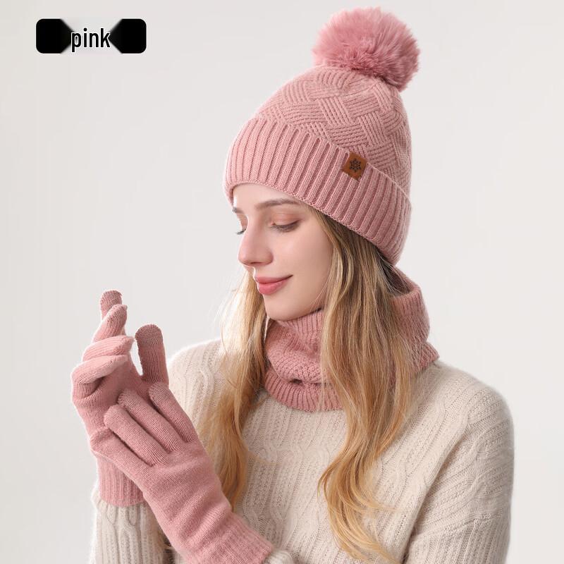 Вязаный теплый зимний комплект (Шапка, Шарф, Перчатки) One Size