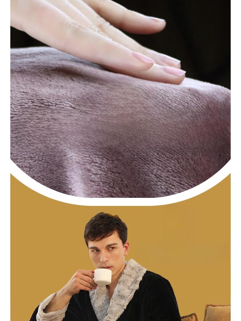 Europäisches Flanellnachthemd in Übergröße und Herrenbademantel aus Korallenfleece zum Jahresende 2021: Dicke, kuschelige Winterkleidung für Paare