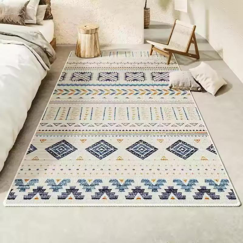 Bohemian Ins Style Black And White Gray Bedside Rug Living Room Bedroom Decorative Ethnic Style Premium Feeling Carpet