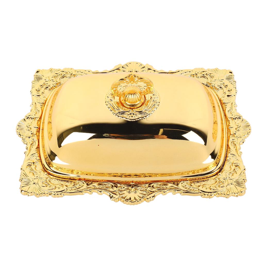 Metal Butter Plate European Vintage Butter Dish Rectangle Multifunctional Butter Container for