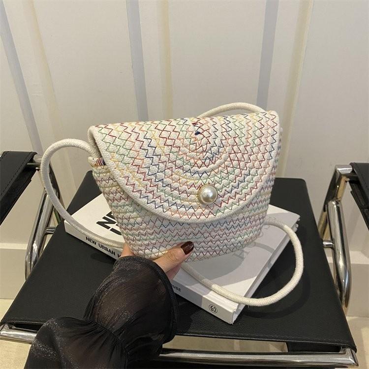 Trendy Light Brown Woven Bag Versatile Casual Travel Shoulder Purse For Ladies