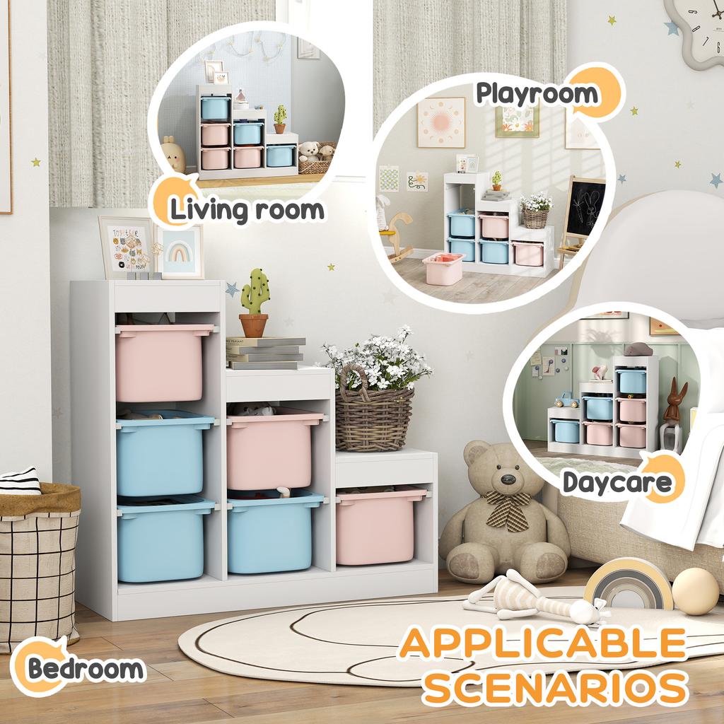 Toy Storage Organiser W/ 6 Removable Bins Ages 3-8 Multi-colour
