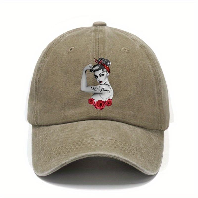 Сила Девушек Рози Клепальщица Бейсболка Винтажный Стиль Пин-ап Регулируемая Стиранная Шляпа Папы One Size