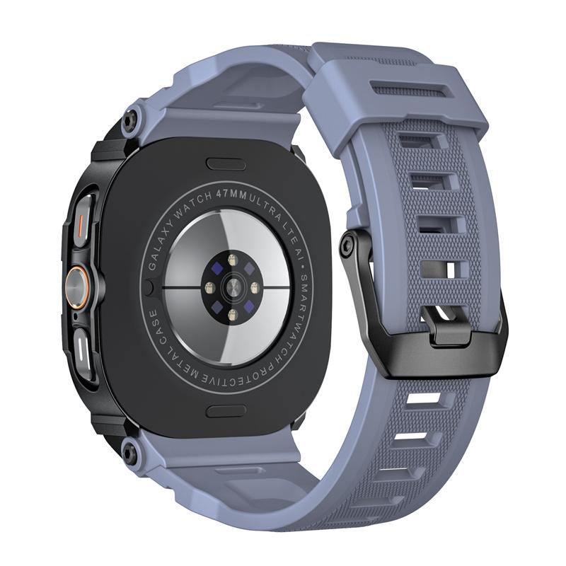 Metal Case+Strap for Samsung Galaxy Watch Ultra 47mm Strap Silicone Breathable Strap Replacement Band for Samsung Galaxy Ultra 2025/2024 Correa