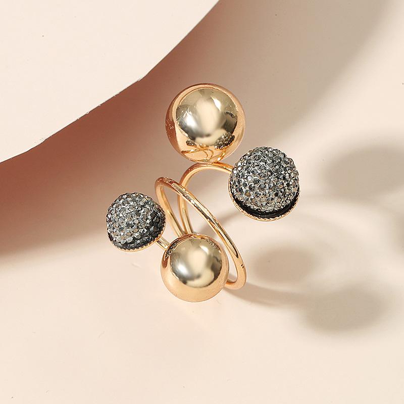 European & American Adjustable Gold Brass Ring - Women's Spring Collection, Color-Preserving Gold Bean Design