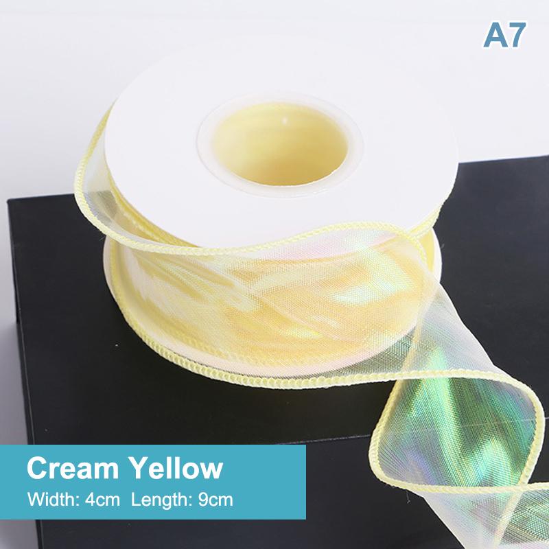 Fishtail Organza Ribbon 4Cm Reflective Iridescent Wavy Edge Ribbon For For Flower Bouquet Gifts Packaging Wedding Decorations