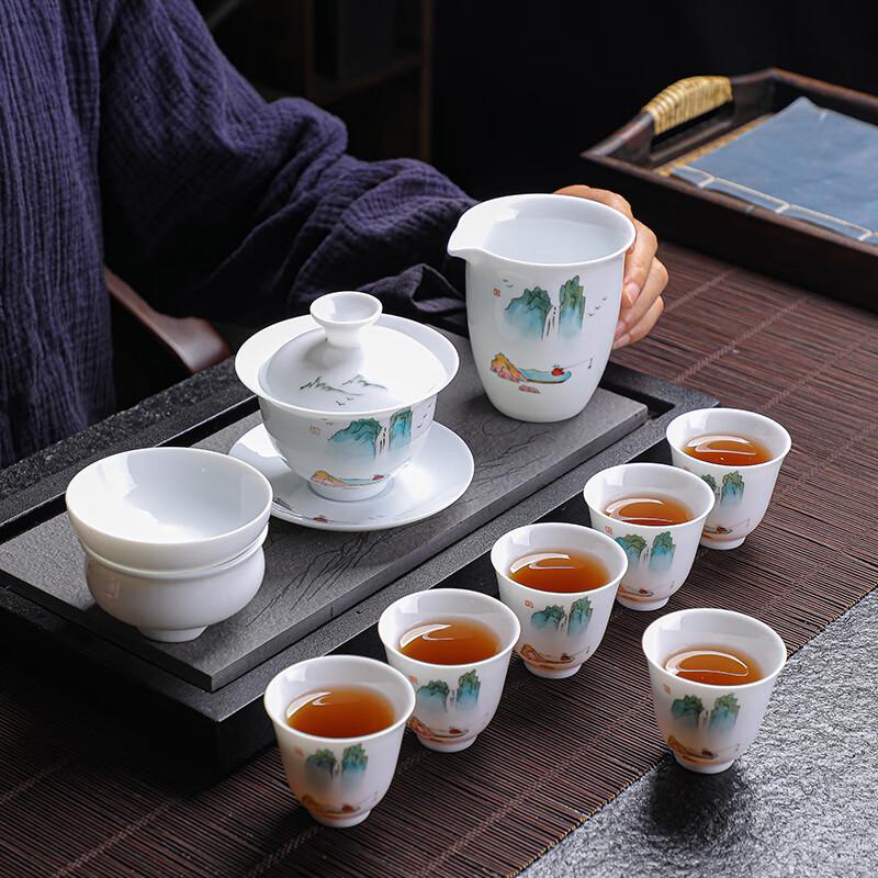 Tuopai Hand-painted High Mountains & Flowing Water Porcelain Tea Set