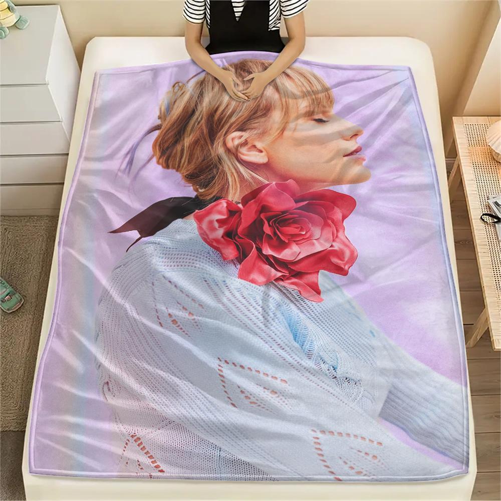 1PC Taylor Print Flannel Blanket, High Quality All Seasons, Home Decor, Warmth and Comfort, Perfect for Christmas Gifts