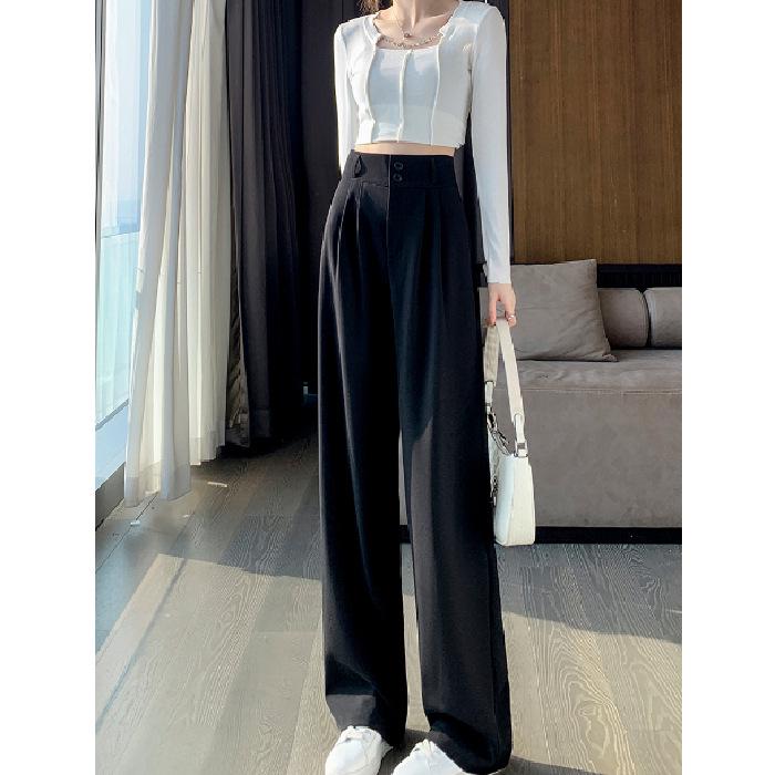 

Женские облегающие брюки кофейного цвета с высокой талией и широкими штанинами - весна/осень 2023 г. Small