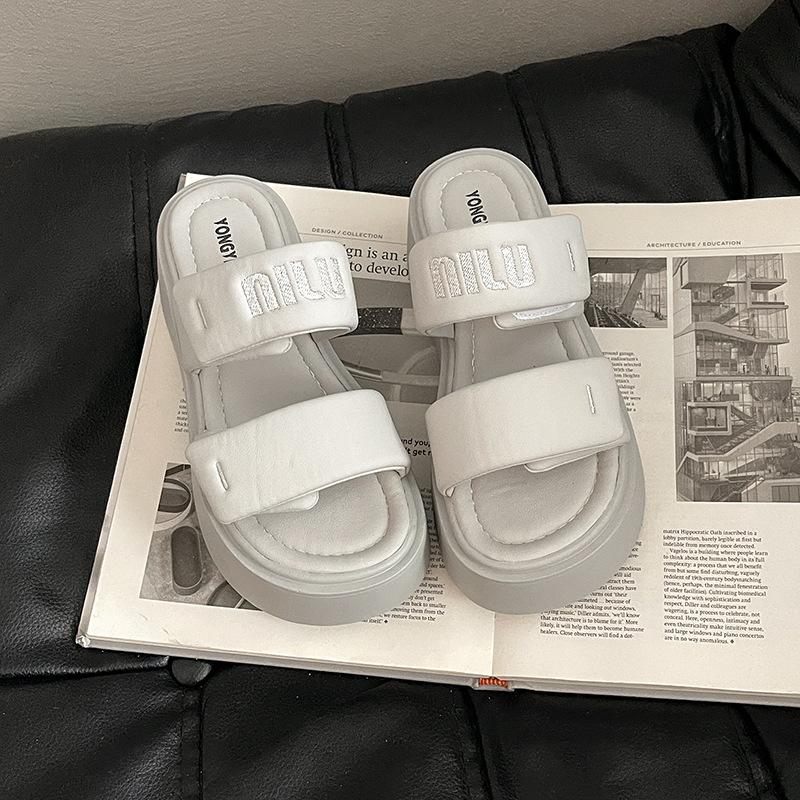 Fashion tribe Velcro blue platform sandals women's outer wear 2025 summer new non-slip beach shoes slippers