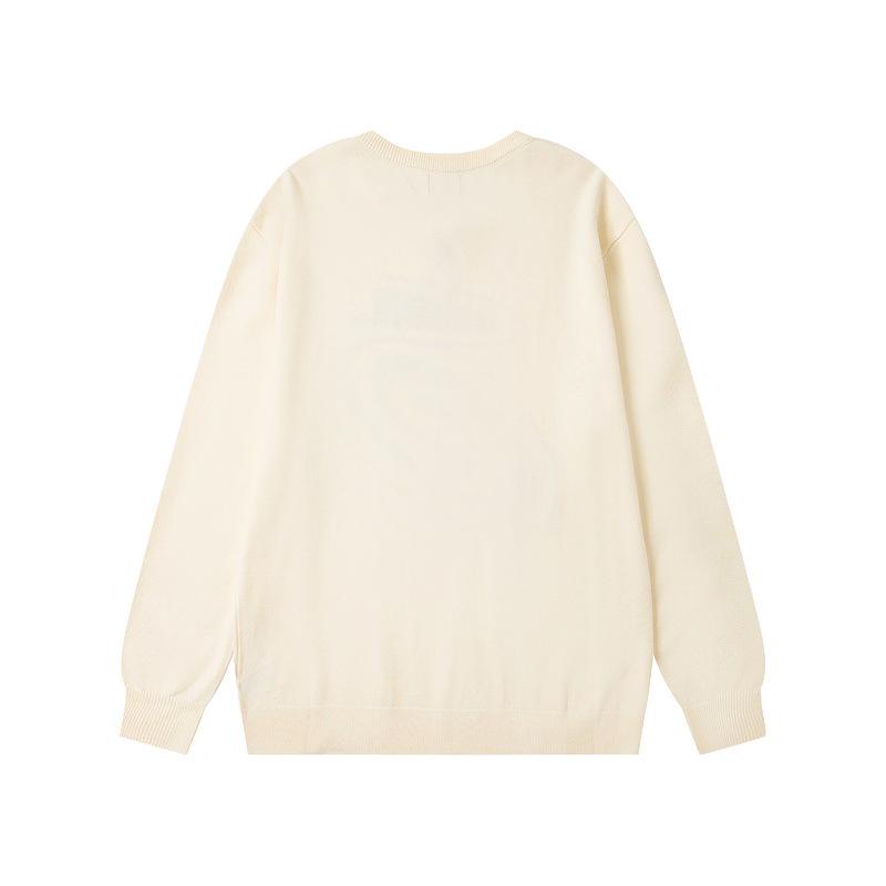 European & American Stüssy Arc Pattern Jacquard Round Neck Knit Sweater for Couples