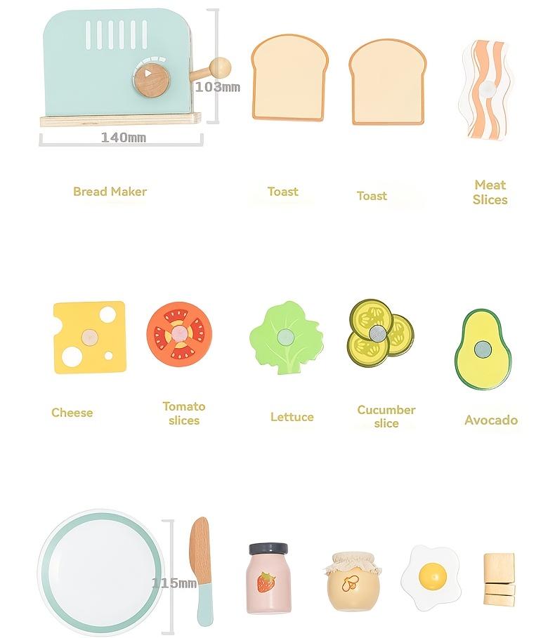 Wooden PopUp Toaster Toy Set,Playhouse Breakfast, Sandwich Set for Pretend Kitchen Role Play Toys for Boys And Girls Aged 3 to 6,Perfect for Christmas