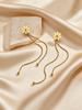 Classic Gold Plated Flower Earrings for Women Long Tassel Chain Stainless Steel Drop Earrings Fashion Popular Jewelry Gifts