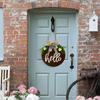 Welcome Sign for Front Door Door Wreath Ornament with Rope Wood Sign Door Hanger with Bow for Holiday Home Porch Decoration