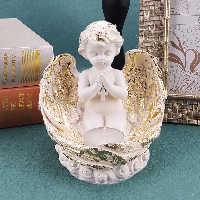 Angeli Nordici in Resina LED Portacandele Ornamenti per Decorazione Soggiorno