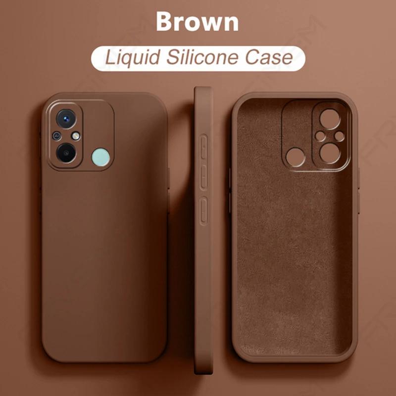 

Квадратний рідкий силіконовий чохол для Xiaomi Redmi 12C Camera Lens Protector Чохли для телефону Redmi 12C 12 C Протиударна кришка Задня кришка Redmi 12C коричневий