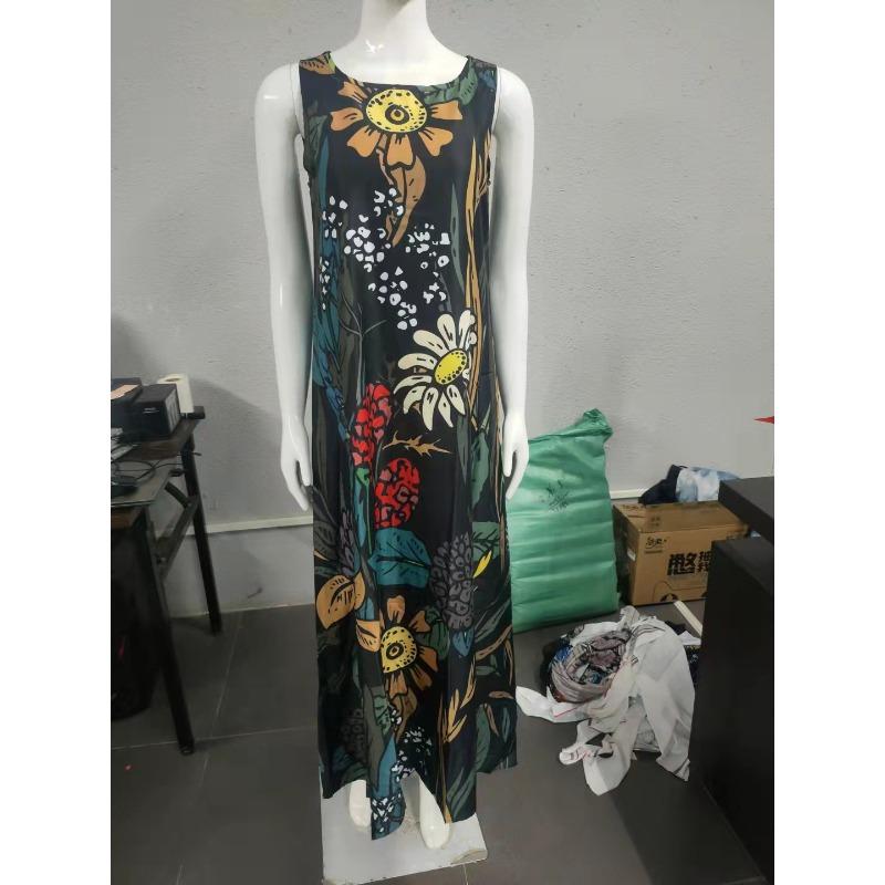 IHUASU Fashion Summer Spring Sleeveless O-Neck Casual Dresses