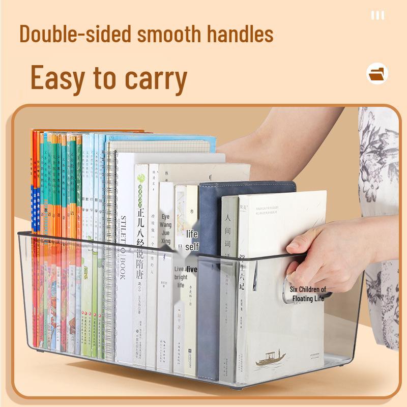 Large Capacity Transparent Acrylic Bookshelf Bookend with Creative Desktop Storage for Dorms & More