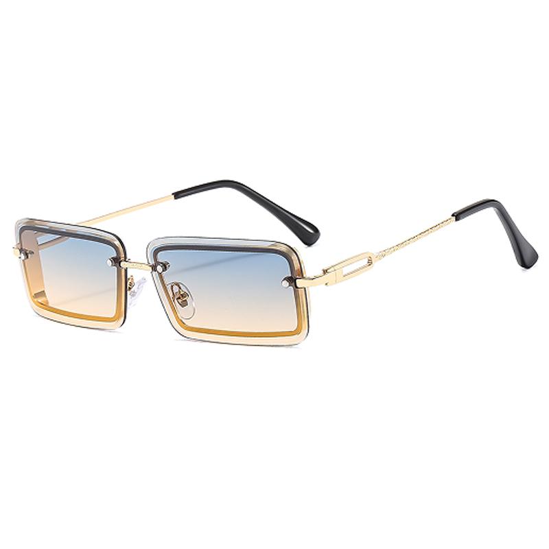 Metal Frameless Sunglasses For Women Fashionable Boxy Ultra Light Men's Glasses Sunscreen Sunglasses 3891