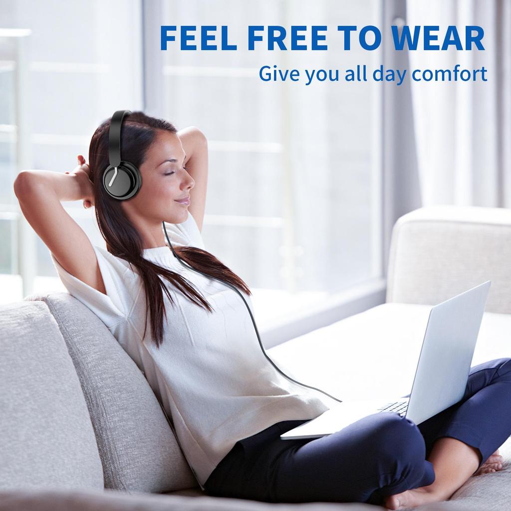 Awatrue EH10 Lightweight Wired Headset for Calls, Gaming, Aviation, and Business.