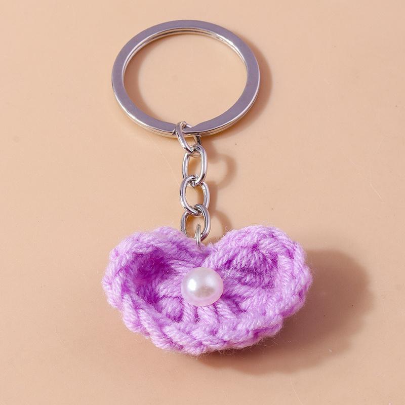 Aihua Hot New Handmade Knitted Keychain Keyring For Women Girl Cute Crocheted Flower Pendants Car Key Ring Handbag Charms Gifts