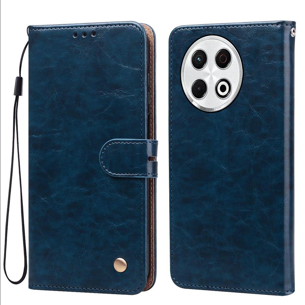 Vintage Crazy Horse Texture PU Leather Flip Wallet Phone Case for TECNO SPARK 30 Pro Card Holder Kickstand Shockproof Protective Cover