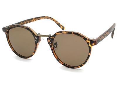 METAL BRIDGE CROWN PANTO BOSTON SUNGLASSES [SPEED ADDICT] (Matte Tortoiseshell/GOLD × BROWN)