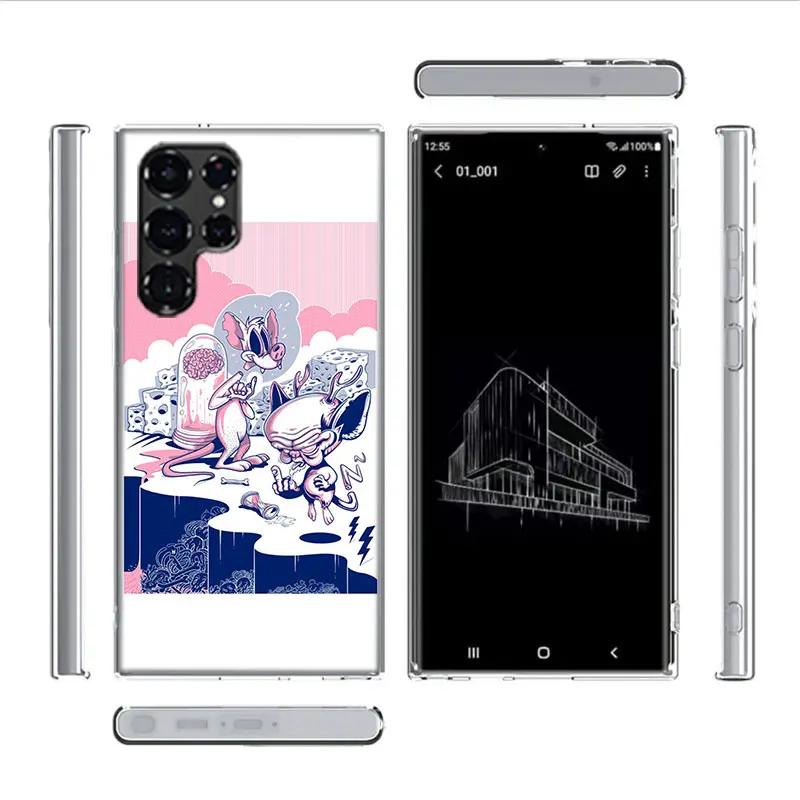Pinky Anime and the Brain Cover For Samsung Galaxy S21 S20 S23 FE S22+ S24 Ultra S25 Edge Phone Case S10 Plus Clear Capa Coque P