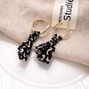 Retro Leopard Print Bow Earrings - Hong Kong Style Lightweight Luxury Design