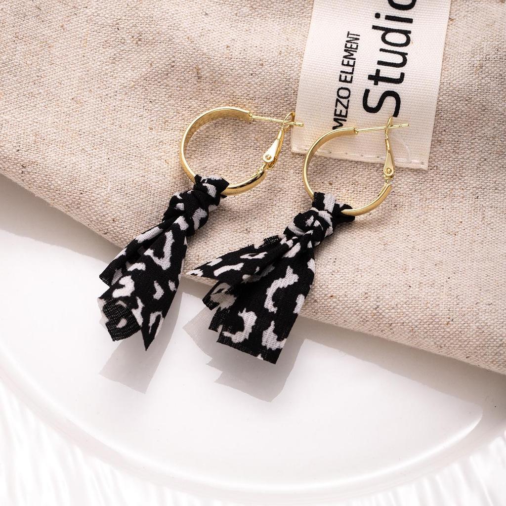 Retro Leopard Print Bow Earrings - Hong Kong Style Lightweight Luxury Design