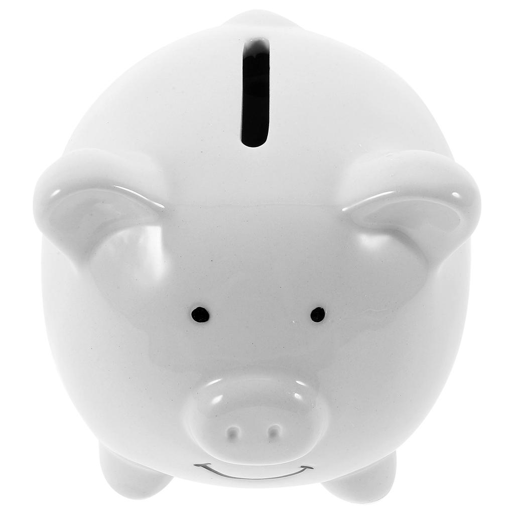 Ceramic Piggy Bank Coin Bank Personalized Money Saving Bank Delicate Nursery Decor (White) Banks To Save Box