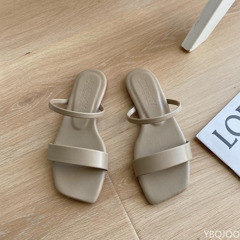 Fashion Women's new summer Slippers Fashion square toe fish mouth shoes Outdoor casual flat  bottom slippers Light comfort ladies shoes