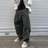 Autumn American Trendy Brand Washed Scimitar Straight Overalls Men's Fashion Versatile Loose Breathable Solid Color Casual Pants