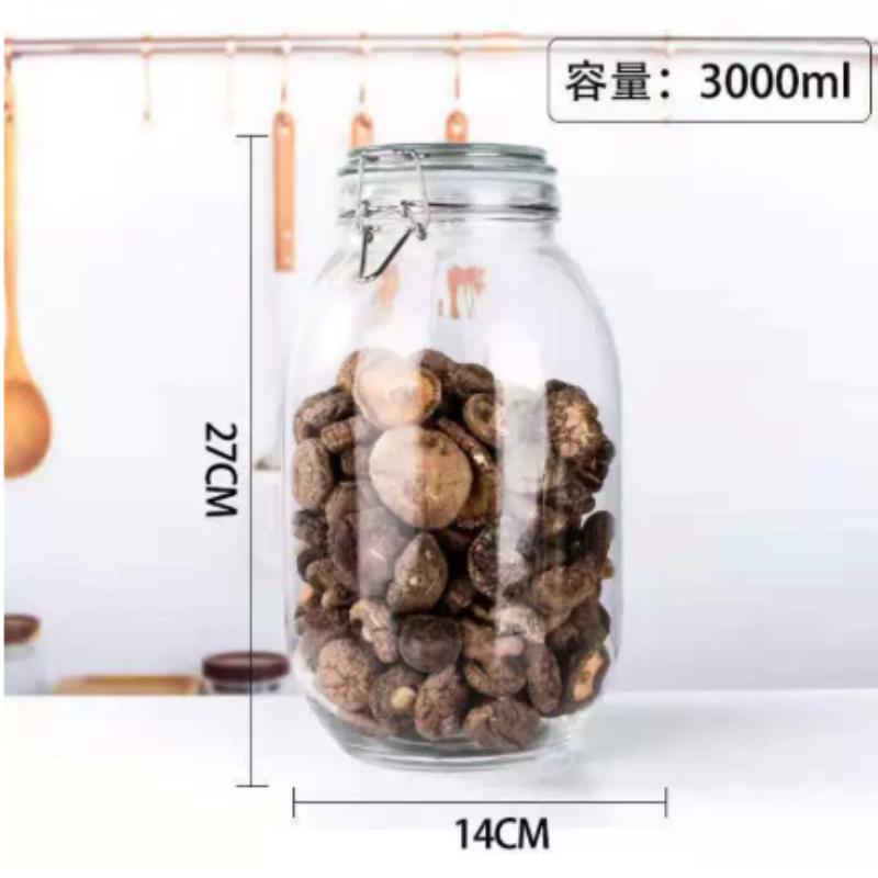 Airtight Glass Jar 750Ml 1L 1.5L 2L 3L Big Jar Container Lead Free Glass Leak Proof With Lid