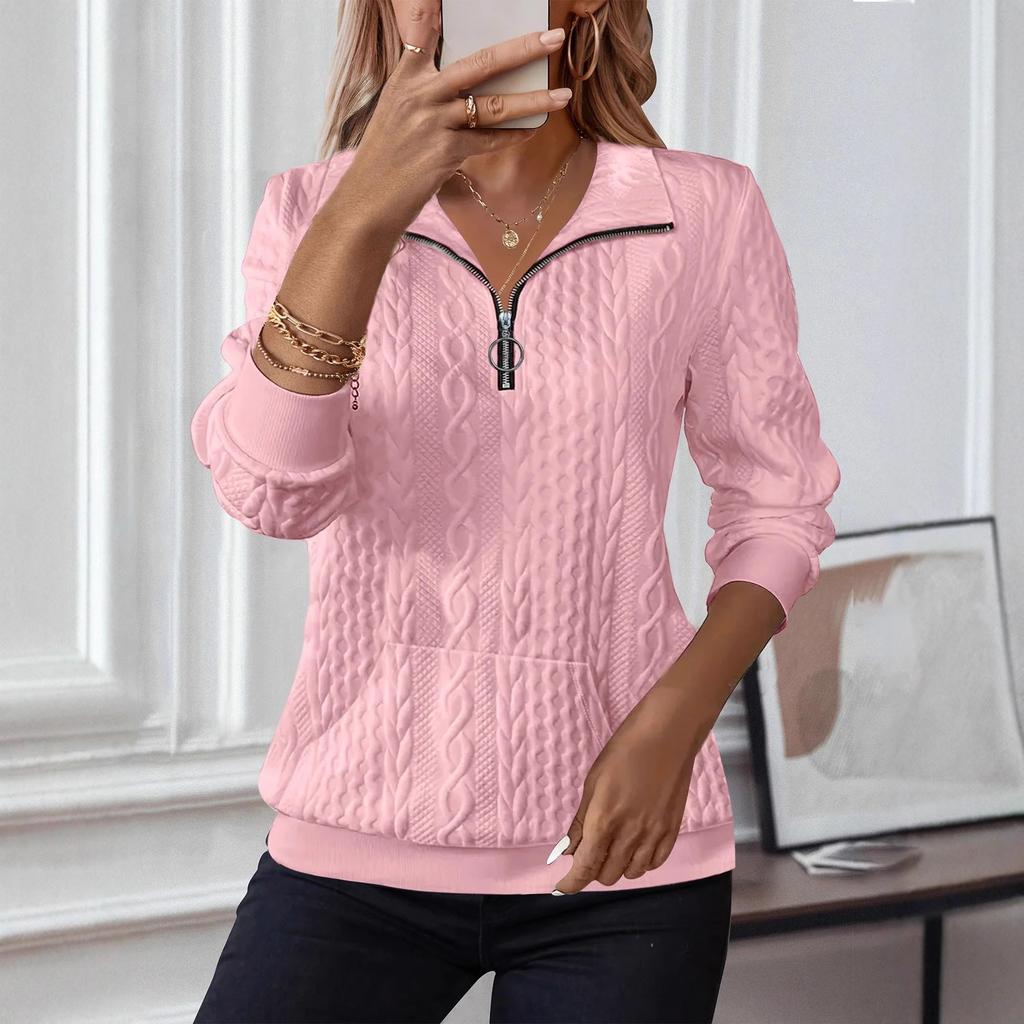 New Autumn and Winter Casual Lapel Zipper Long-sleeved Pocket Hoodie for Women
