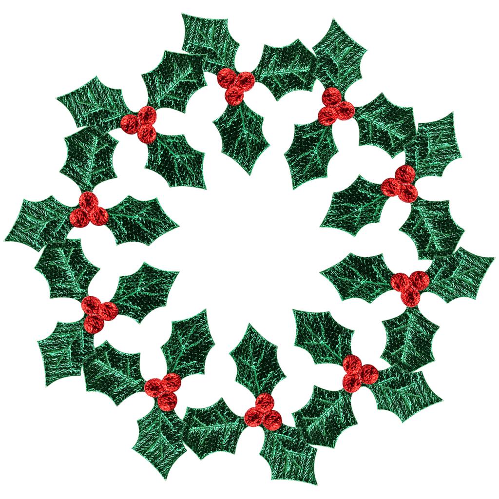 100Pcs Tiny Artificial Holly Small Crafting Berry Stems Green Faux Leaves Christmas Berries Crafts Deocr Xmas New Year Ornament