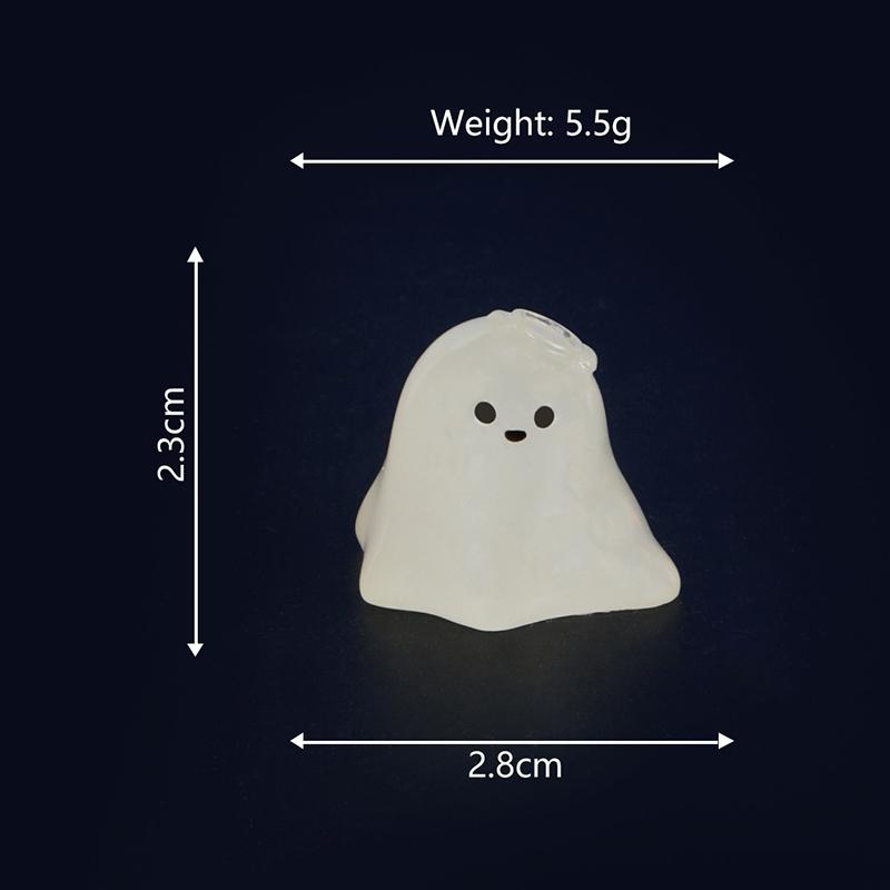 Mini Luminous Halloween Ornament Bat Pumpkin Skeleton Ghost Micro Landscape Dollhouse Model Car Interior Home Desktop Decoration