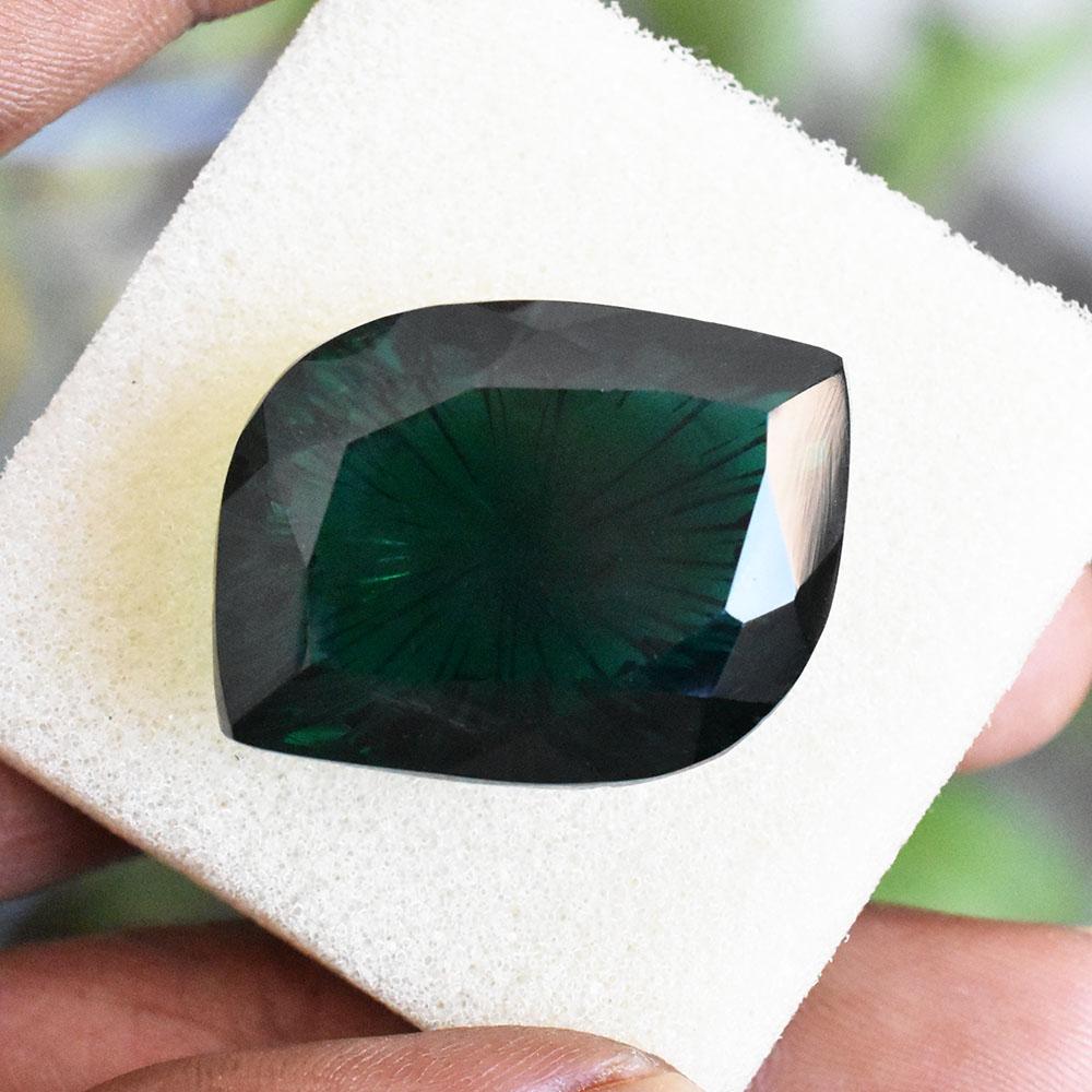 Lab-Created Green Emerald Loose Gemstone 29x22mm Fancy Shape for Jewelry Making and Gem Collections