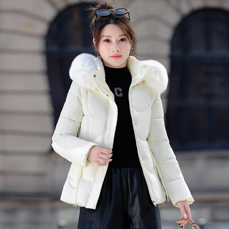 Removable Cap Cotton-padded Coat Women's Short Winter Thickened Big Fur Collar Jacket