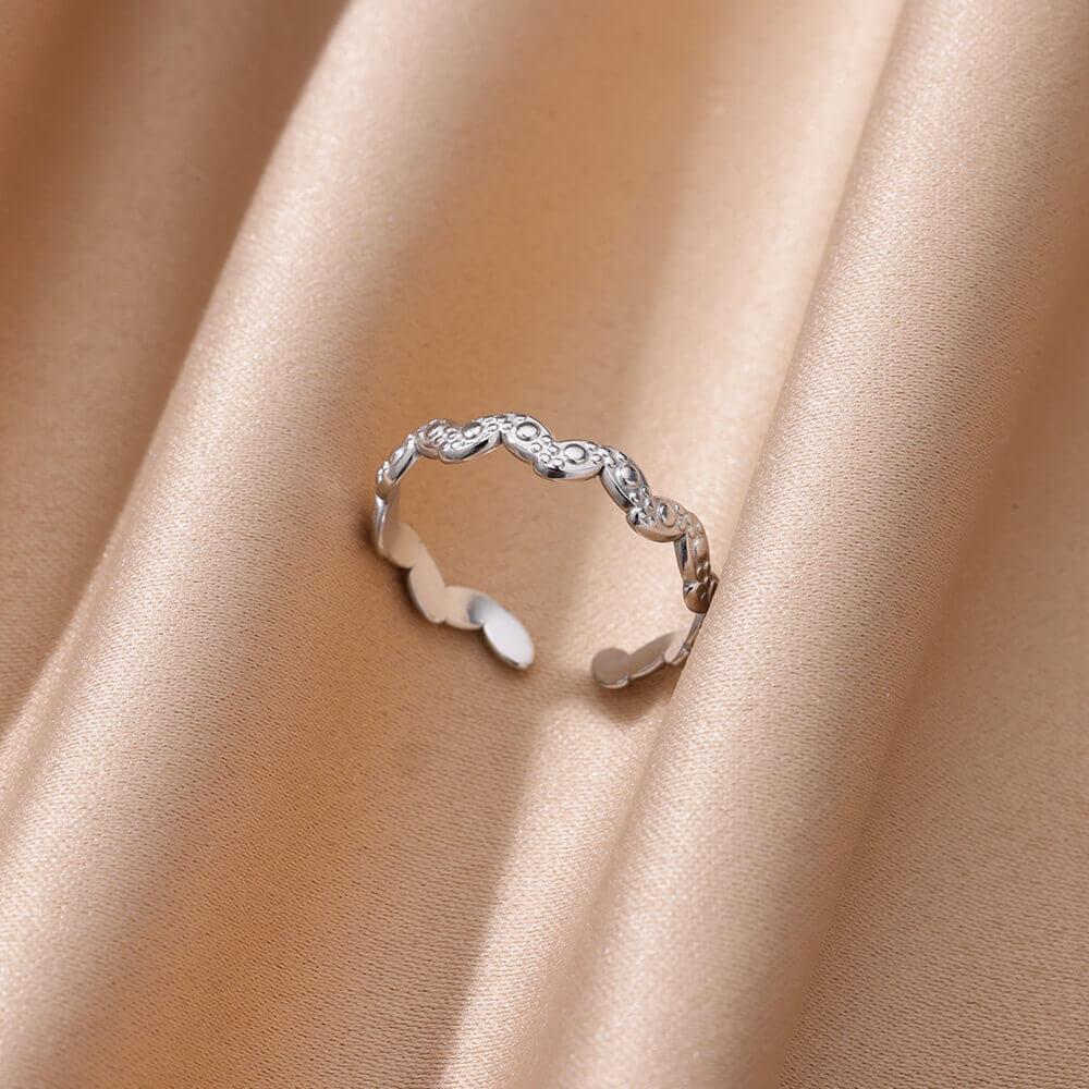 Anello aperto a forma di cuore in acciaio inossidabile color oro per donna, non scolorisce, alla moda, squisito, estetico, gioiello romantico per coppia