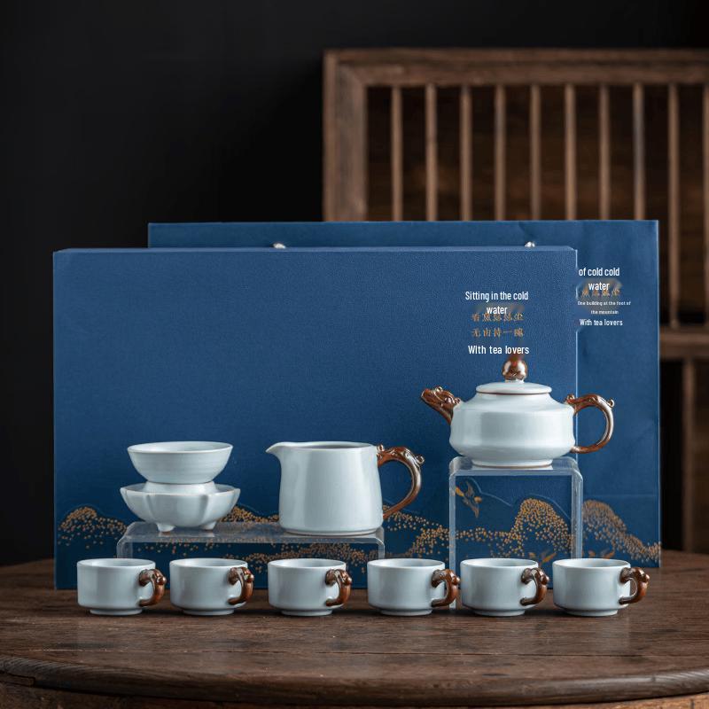Chaxun Crackle Ru Ware Dragon Handle Kung Fu Tea Set