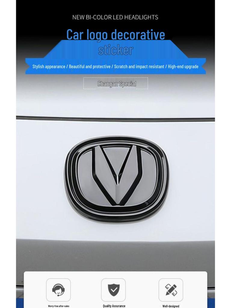 Changan UNIV Modified Car Black Carbon Fiber Logo Stickers for Front, Rear, and Steering Wheel