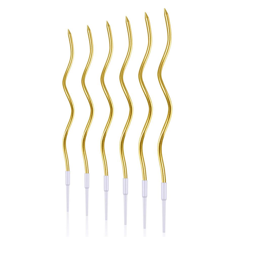 48pcs Twisty Birthday Spiral Cake Candles Long Thin Curly Coil Metallic Cupcake Candles for Birthday Wedding Party Decoration