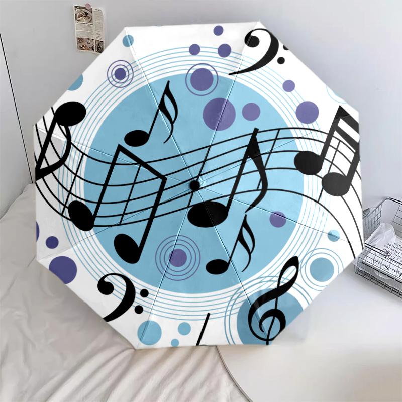 1PC Musical notes Umbrella Portable Folding Umbrella Iron Frame Hole Bone Structure Outdoor Home Umbrella A1