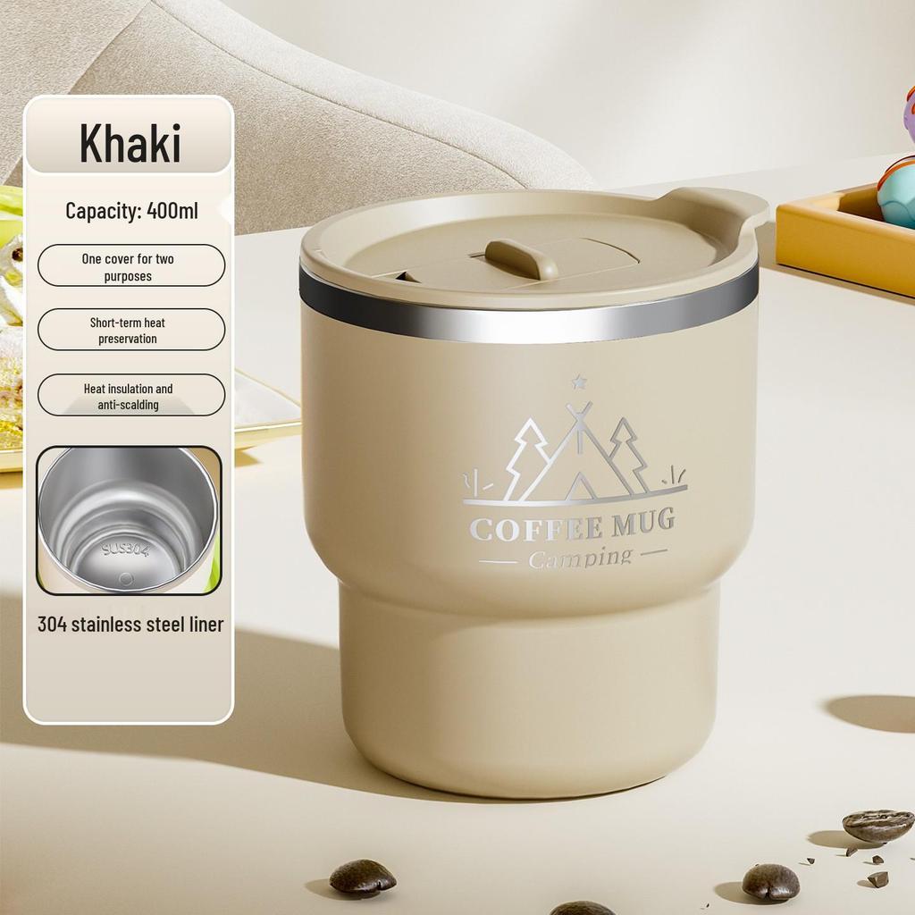 304 Stainless Steel Insulated Coffee Mug with Lid and Handle - Anti-Scald Design, Perfect Couple's Gift.