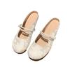 Pearl Word with Jacquard Bag Head Half Slippers Women's Autumn Wear Fashion Mary Jane Single Shoes