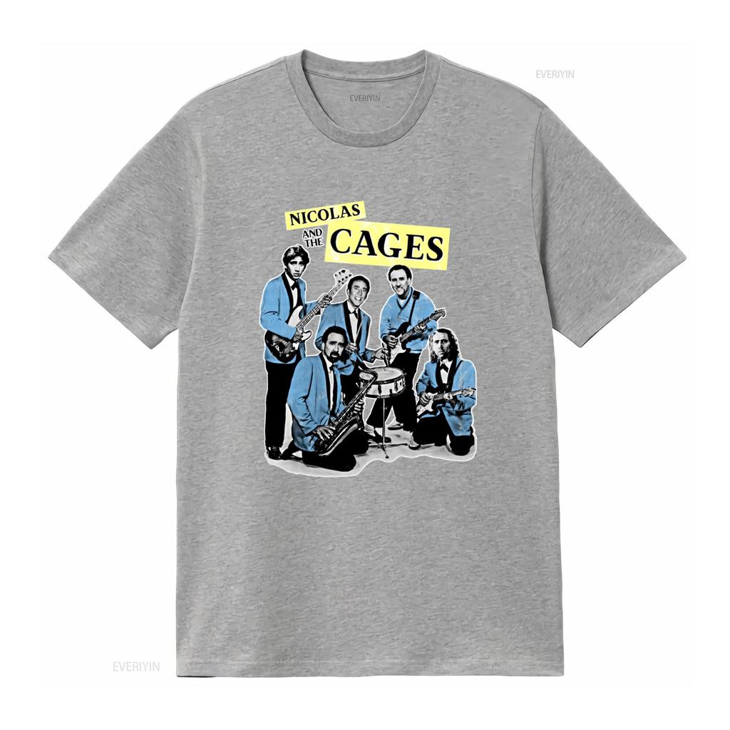 Nicolas Cage Band Music T Shirt and the Cages Design All Sizes Colors Available Vintage Washed Slightly Fashion
