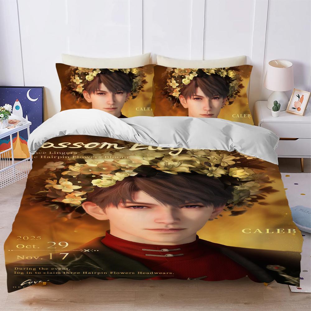 

Game Love and D-Deepspace Sylus Duvet Cover Set Soft Wash Bed 3 Piece Summer Comfortable Student Dormitory Home Baby Bedding (135x200cm)