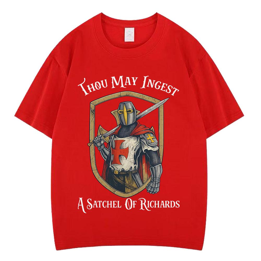 Medieval Knight Funny Meme Tshirt Men Women Vintage Fashion Tshirts Summer Shortsleeved Loose HipHop Cotton ONeck TShirts S